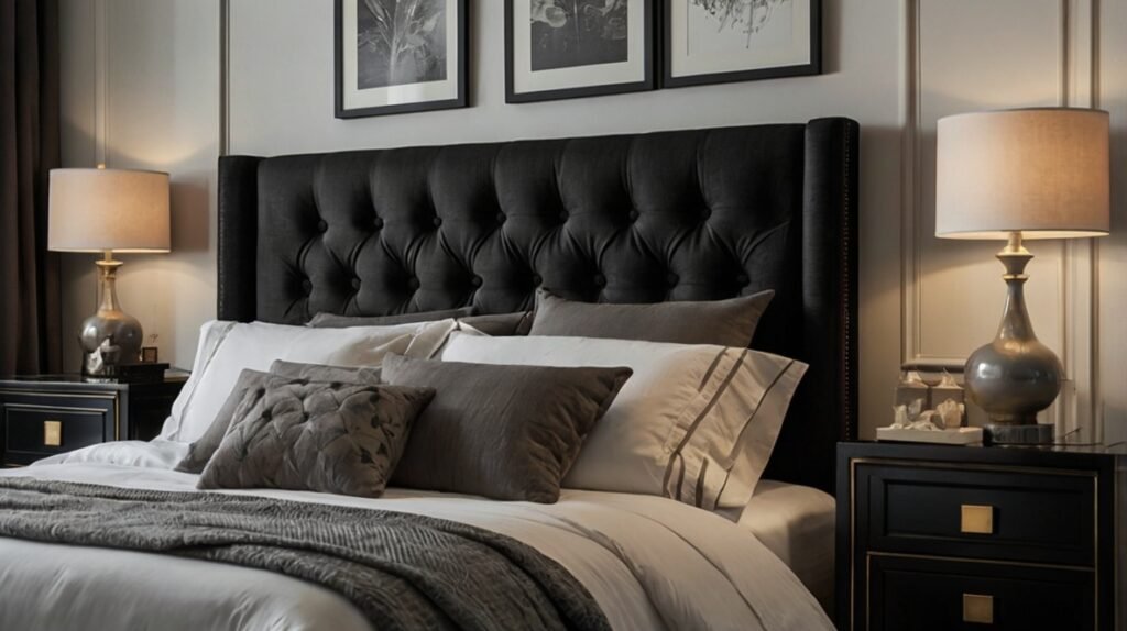 Bold Black Headboard for a Luxurious Focal Point