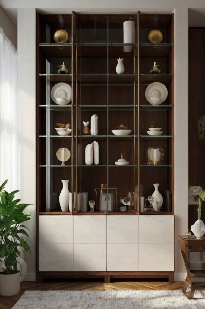 Built-In Shelves with Glass Doors