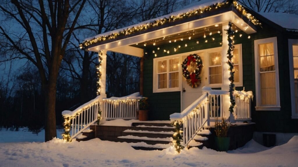 Classic String Lights Along the Roofline