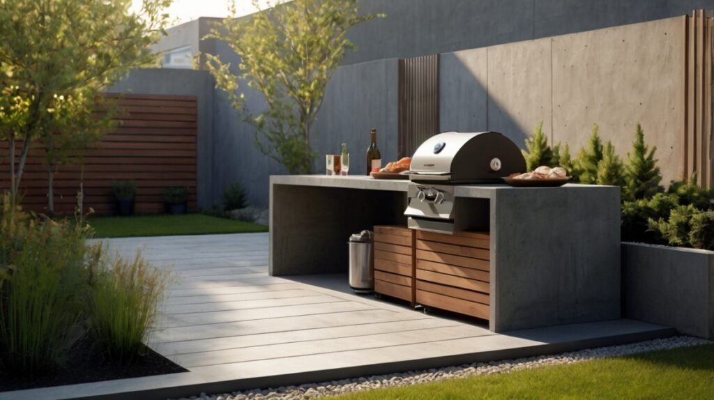 Minimalist Concrete Grill Station