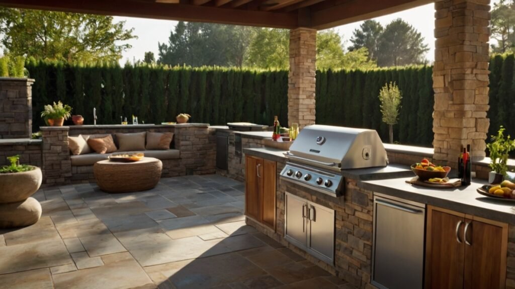 Outdoor Kitchen with a Grill