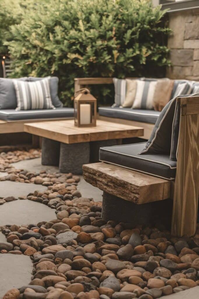 Outdoor Seating Areas with River Rocks