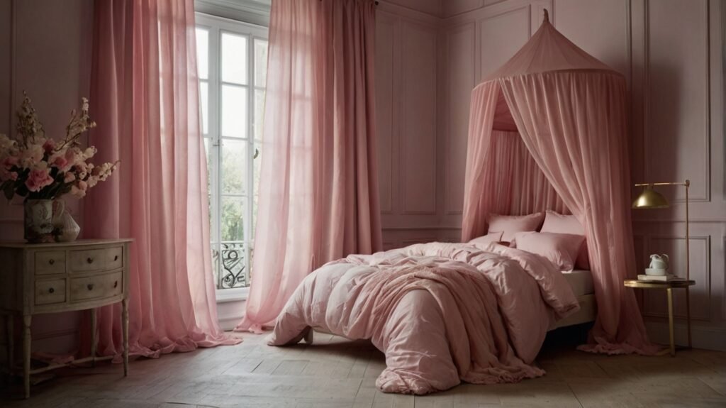 Pink Curtains and Canopy