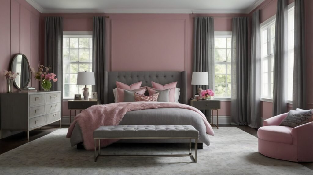 Pink and Gray Combo pink bedroom idea