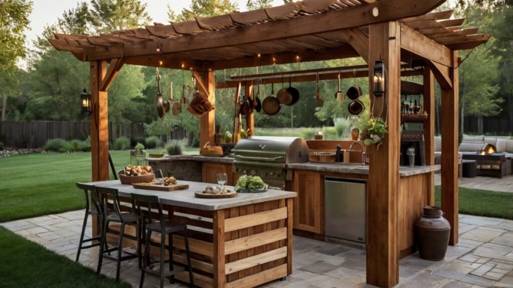 Rustic Wooden Grill Station