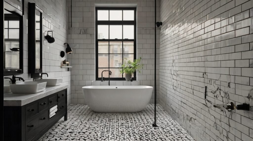 White Subway Tiles with Black Grout