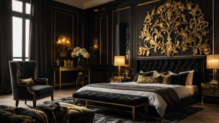 black and gold bedroom