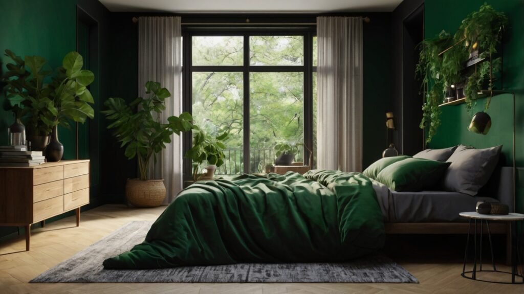 black and green bedroom