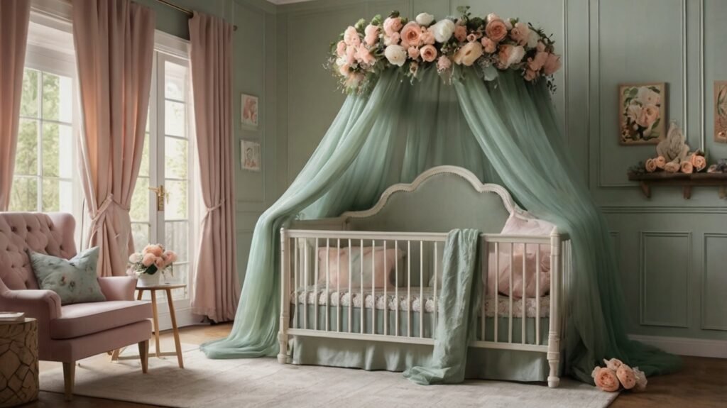 floral canopy for girls nursery