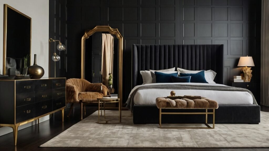 furniture selection for black bedroom