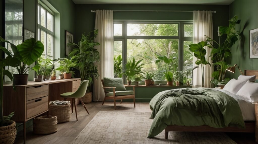 green bedroom indoor 
plants 