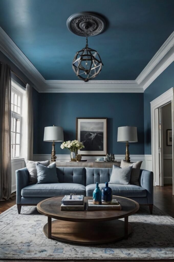 Blue Ceiling with Grey Walls