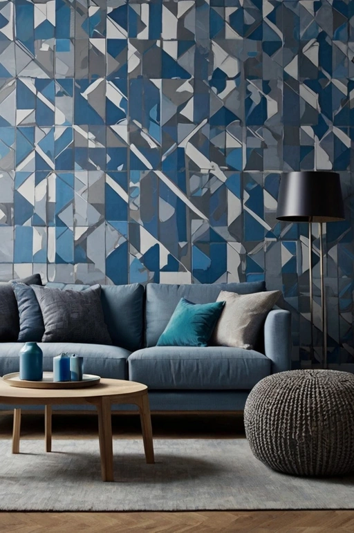 Blue and Grey Geometric Wallpaper