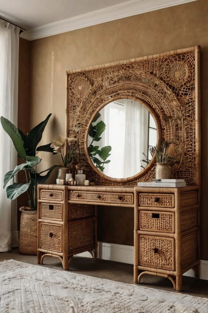 Boho Rattan Vanity
