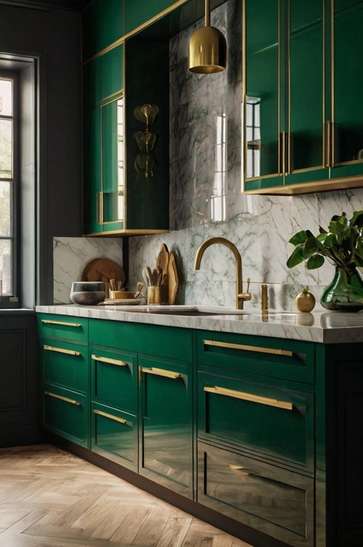 Emerald Green and Brass