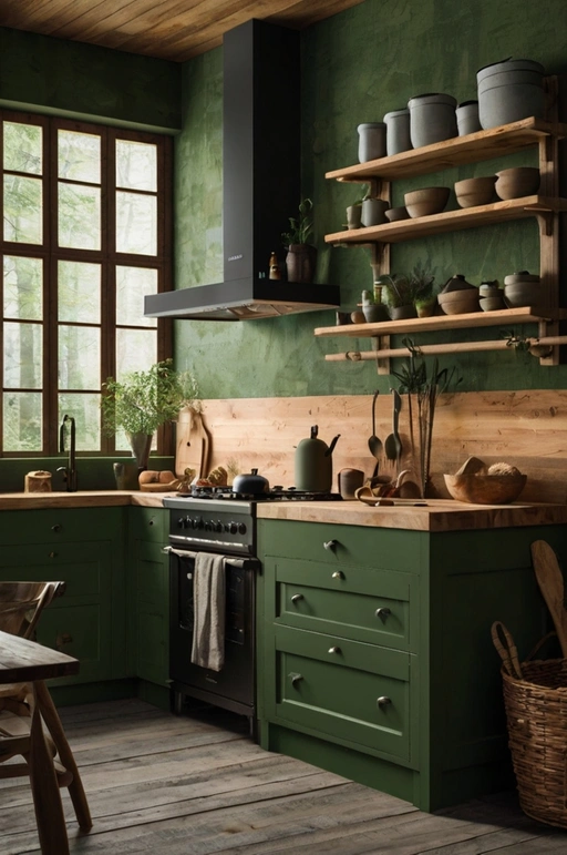 Forest Green and Natural Wood