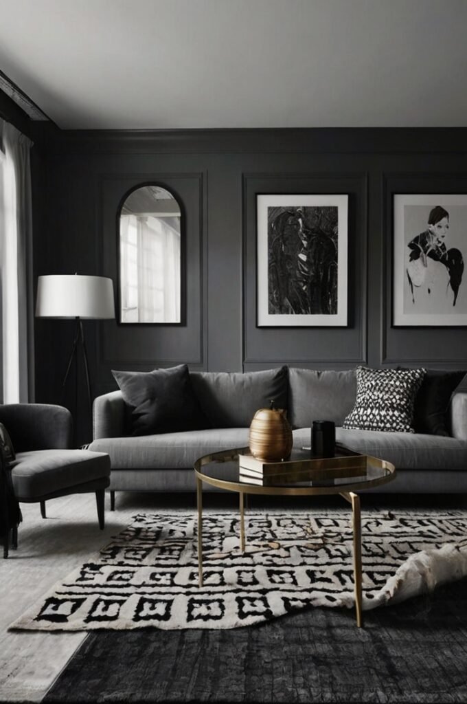 Grey Couch with Monochrome Decor