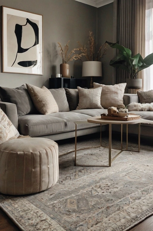 Grey Couch with Neutral Tones
