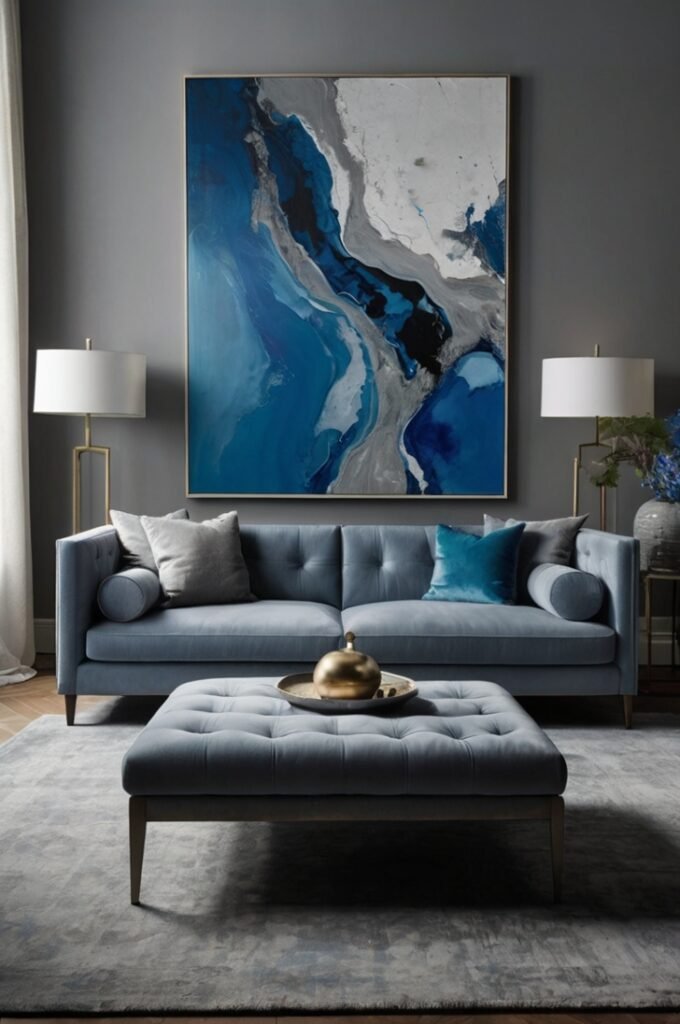 Grey Furniture with Blue Statement Art