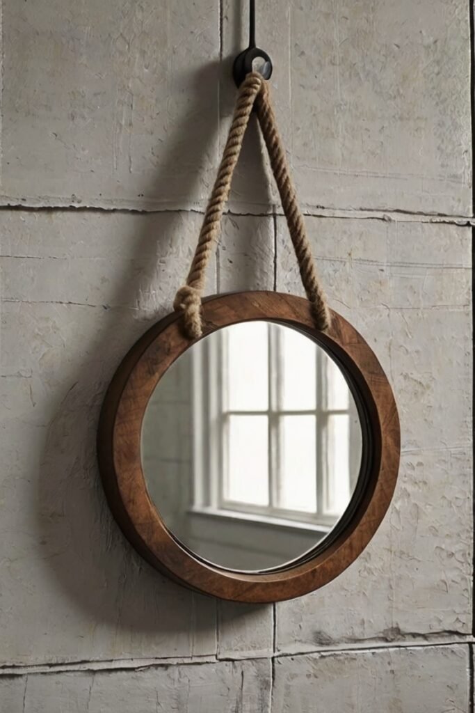 Hanging Mirror with Rope or Leather Straps