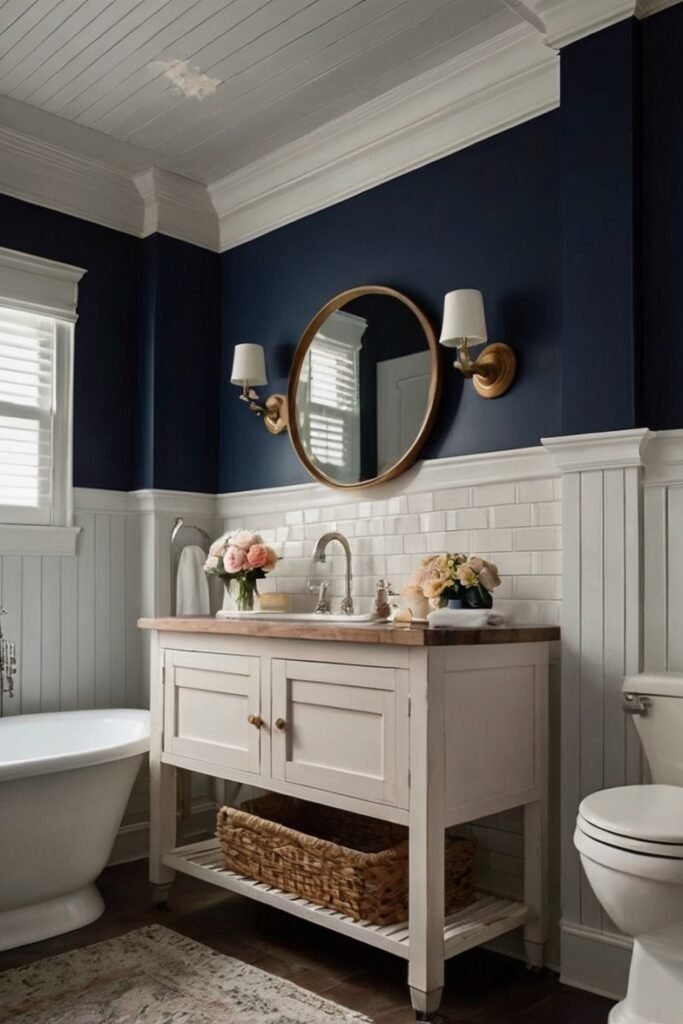 Painted Half-Wall with Two-Tone Design