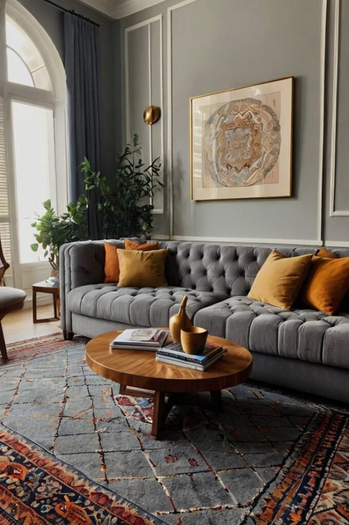 Pair Grey Couch with a Statement Rug