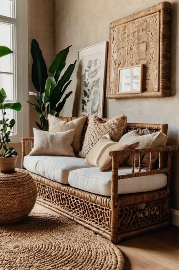 Rattan or Wicker Sofa