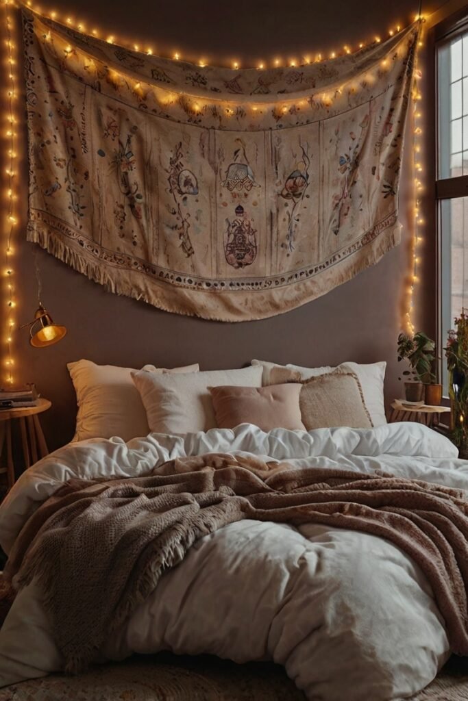 Statement Tapestry with Fairy Lights