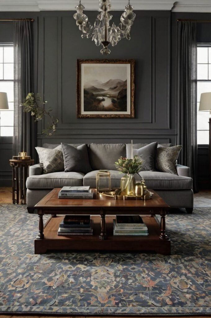 Traditional Look with a Grey Couch
