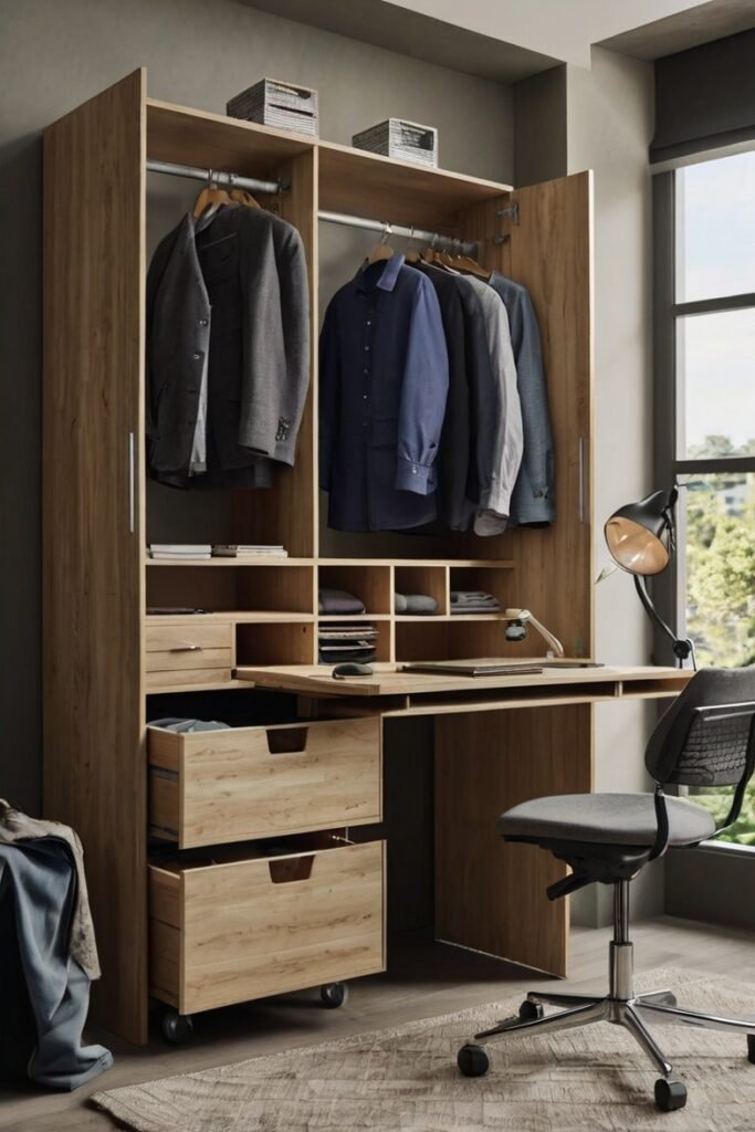 Wardrobe with Integrated Work Desk