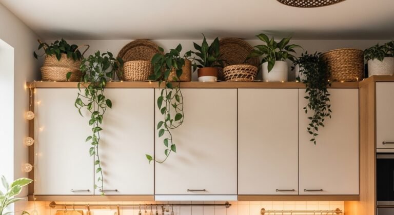 decor ideas above kitchen cabinets