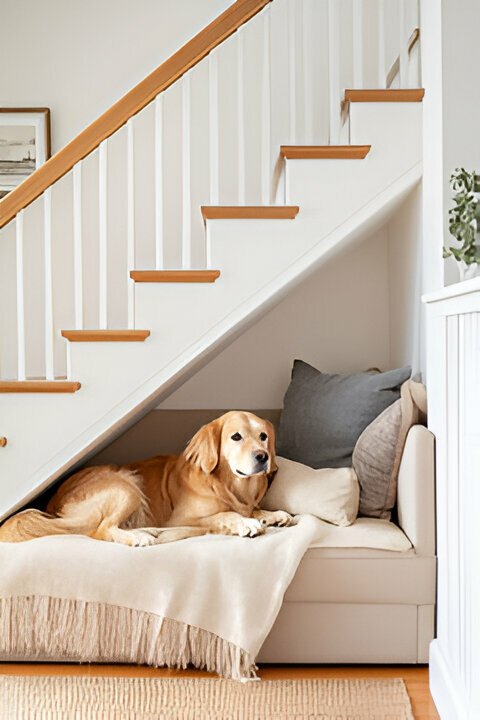pet corner under stairs