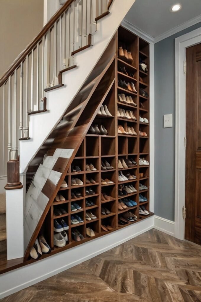 shoe rack under the stairs
