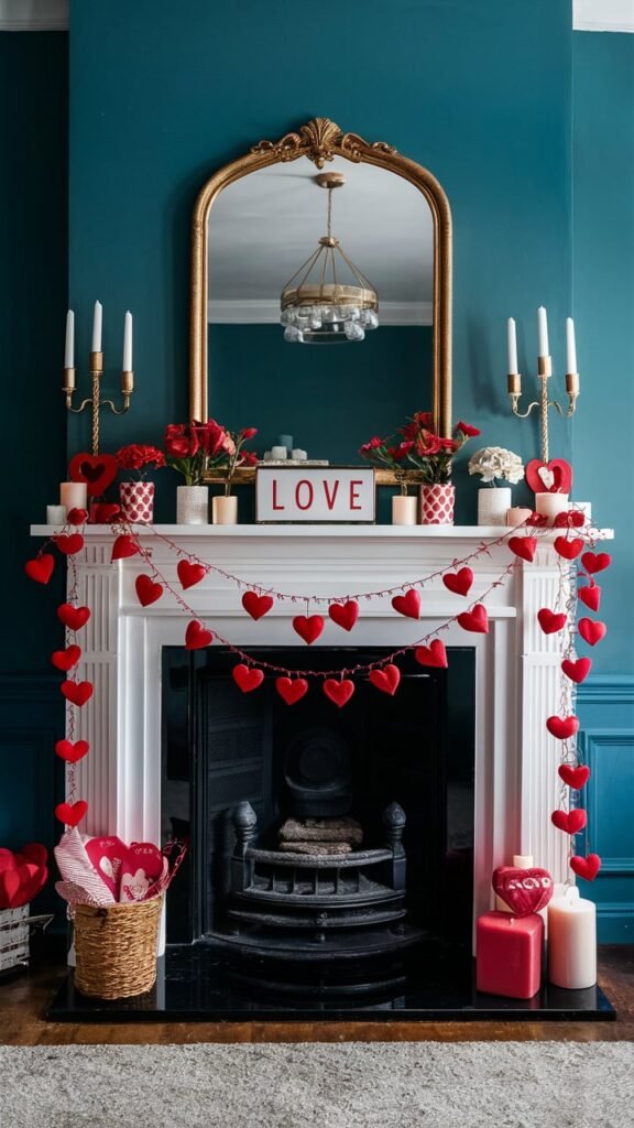 Elegant Valentine Mantel Decor