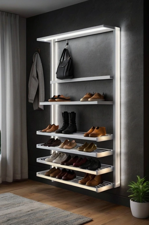 Floating Shoe Rack with LED Lights