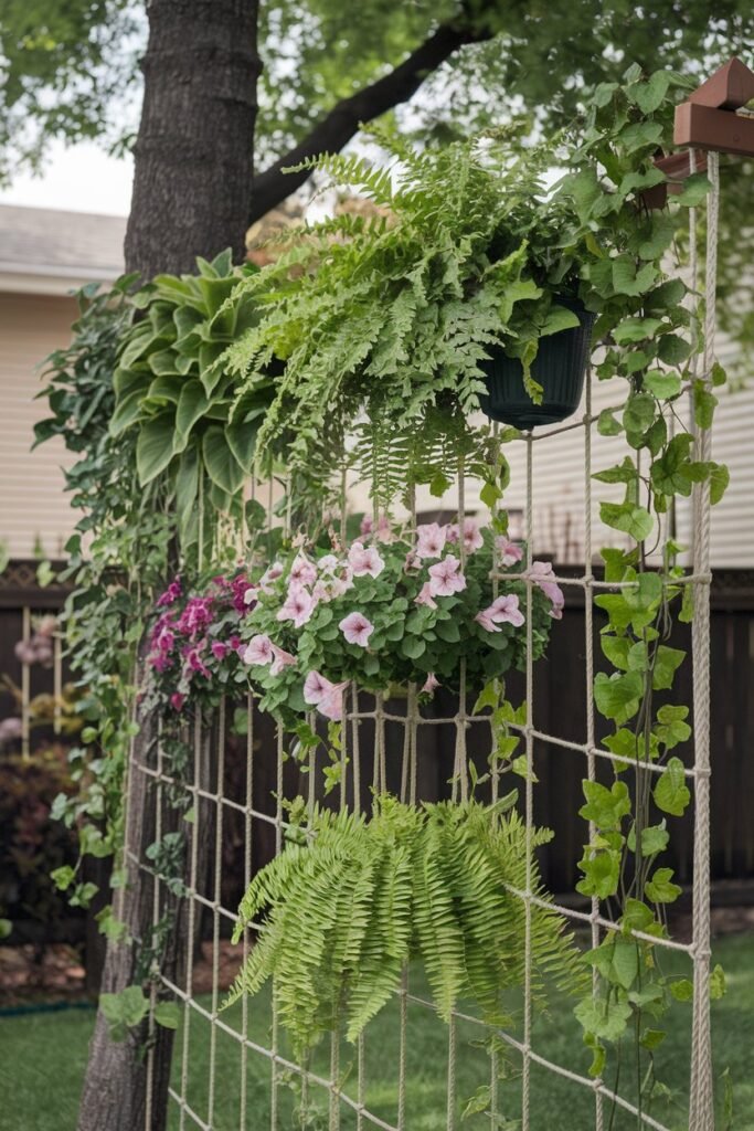 Hanging Plants on Rope Trellises