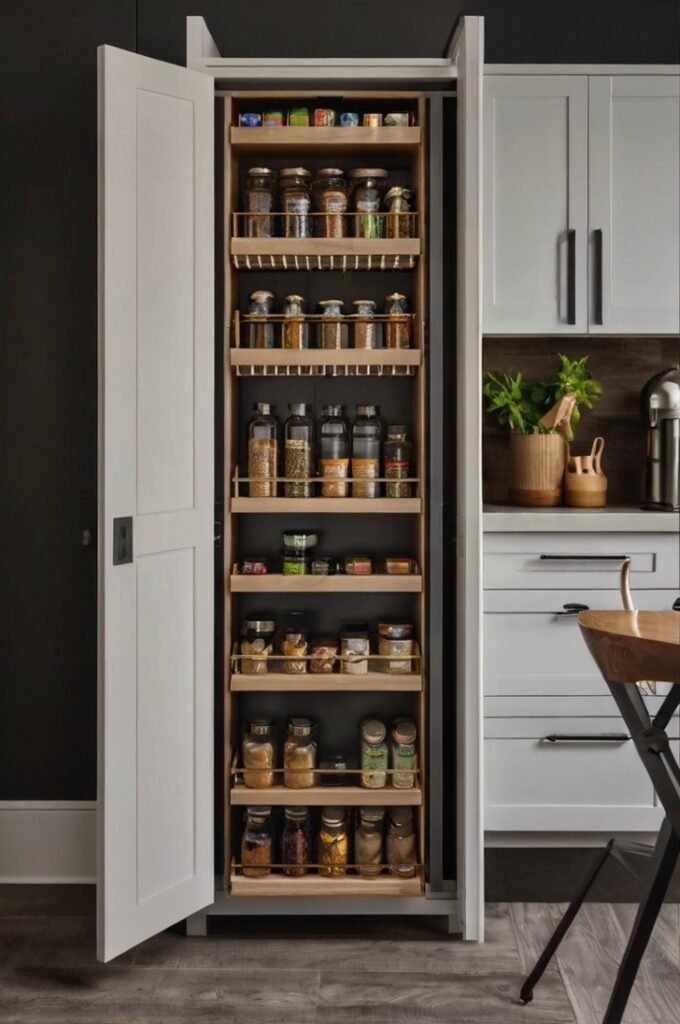 Hidden Pantry Behind Decorative Panels