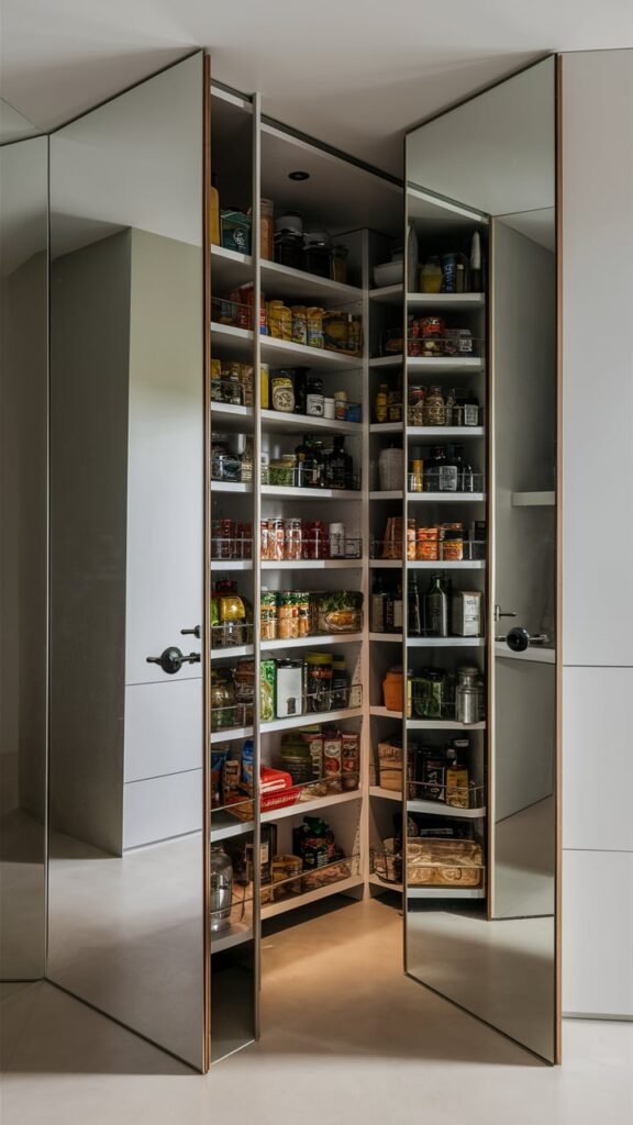 Hidden Pantry with a Mirror Door