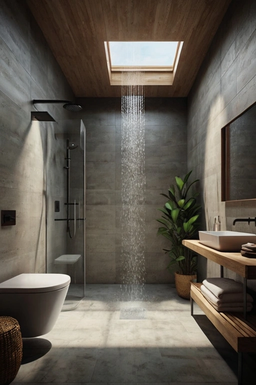 Open Shower with Skylight