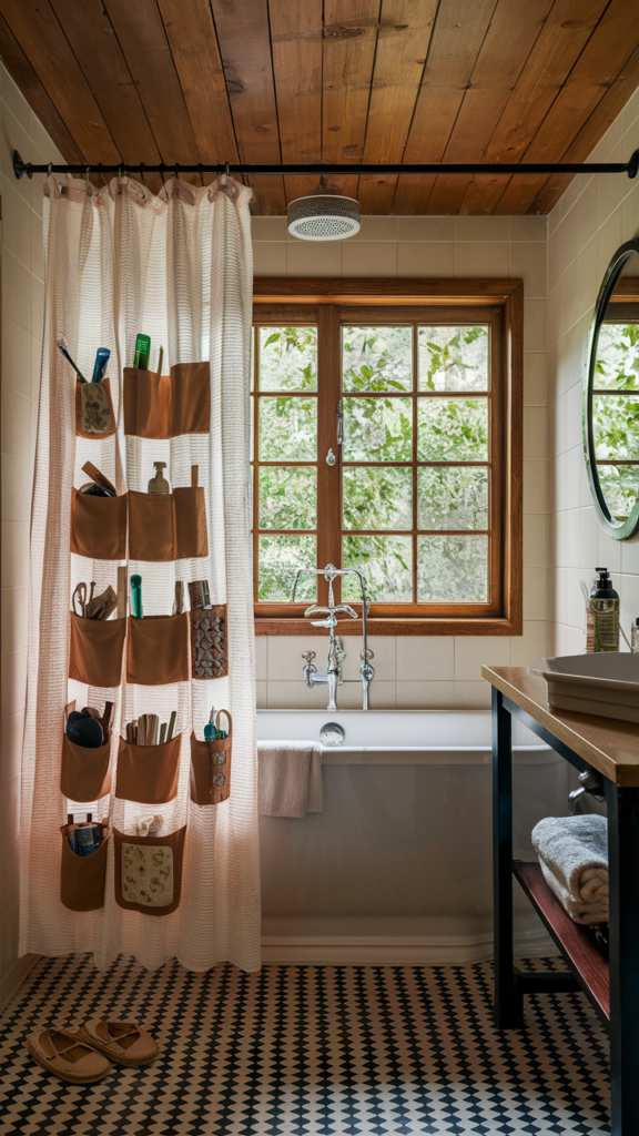 Shower Curtain with Pockets