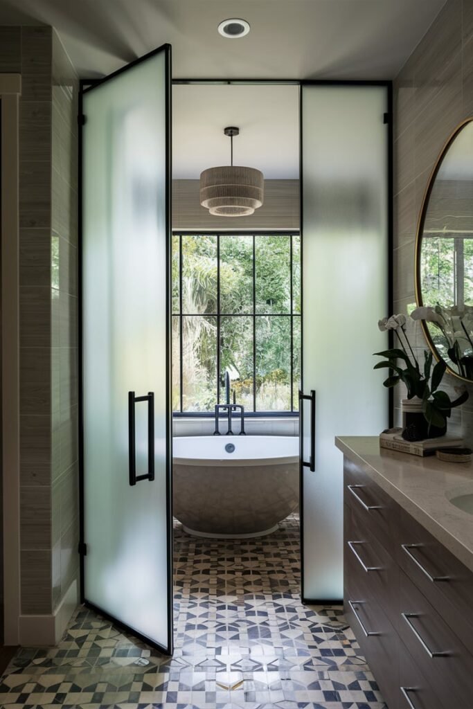 Walk-In Shower with Frosted Glass