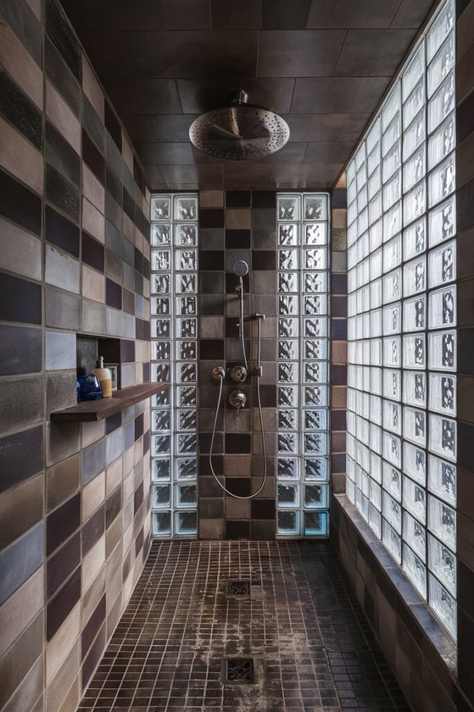 Walk-In Shower with Glass Block Walls