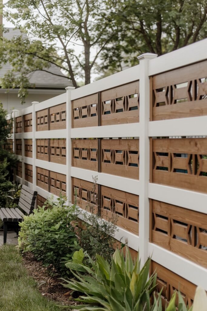 Wooden Fencing with Decorative Slats