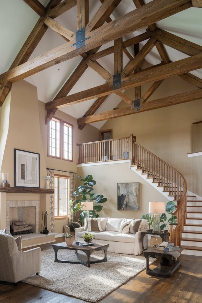 Add Exposed Wooden Beams for Warmth