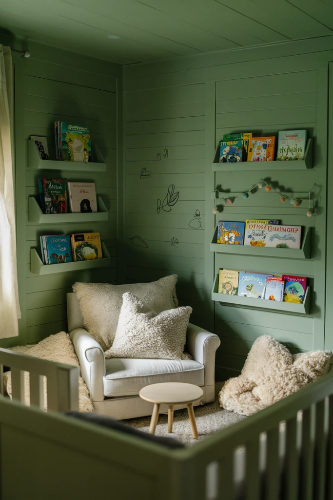 Cozy Reading Nook in Sage Green
