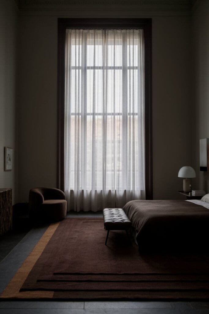 Dark Brown with Layered Rugs