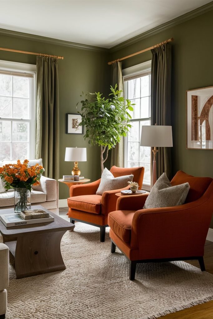 Earthy Elegance with Olive Green Walls