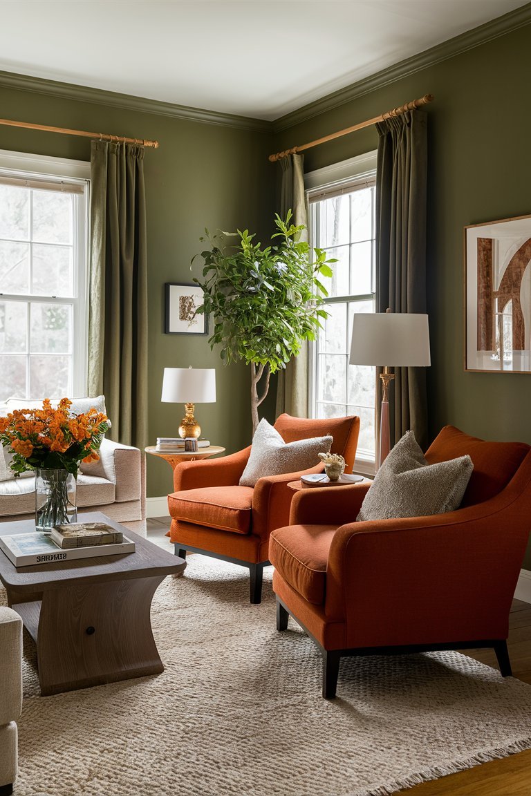 21 Stunning Burnt Orange and Green Living Room Ideas