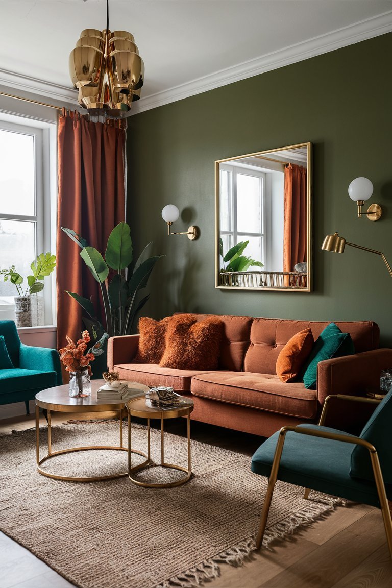 21 Stunning Burnt Orange and Green Living Room Ideas