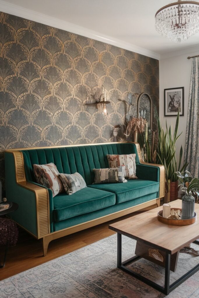 Green Velvet With Art Deco Influences